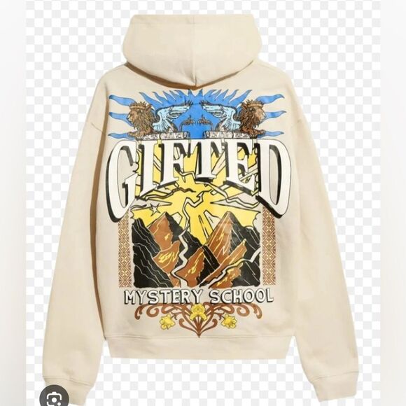 NWT GFTD LA Unisex Cream/Bone Men's Gifted Mystery School Graphic Hoodie - S - Picture 1 of 4